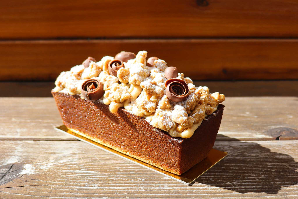 cake banane avec streusel à l'amande et chocolat au lait