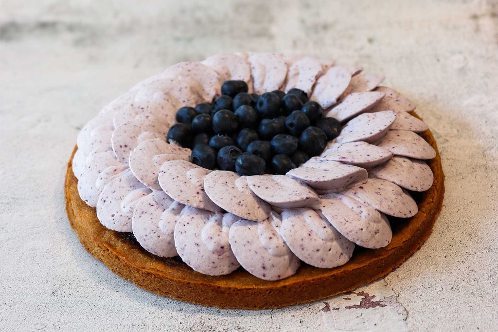 tarte palet breton, bleuets, caramel ganache vanille pour 6 personnes